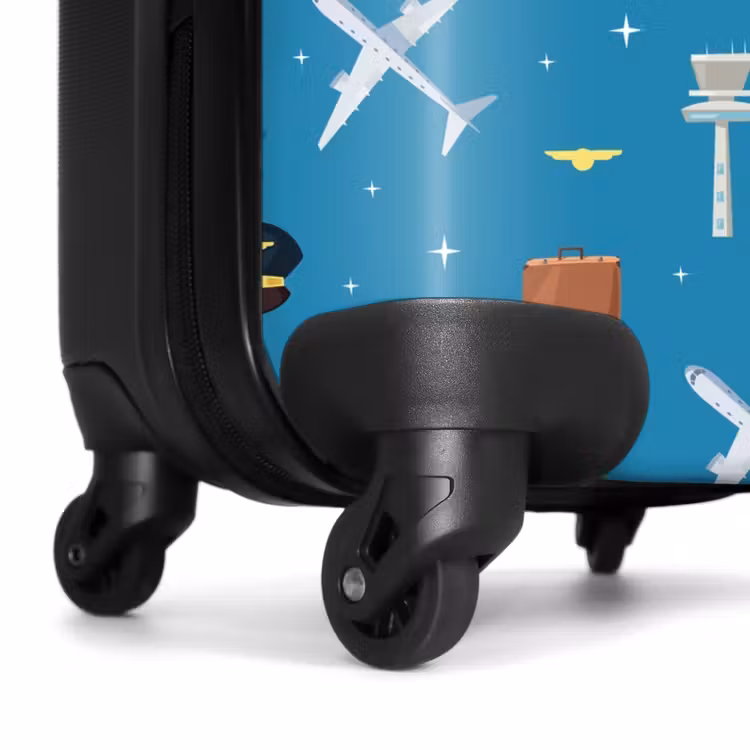 Koffer - Thema Luftfahrt mit Flugzeugen auf blauem Hintergrund — 7