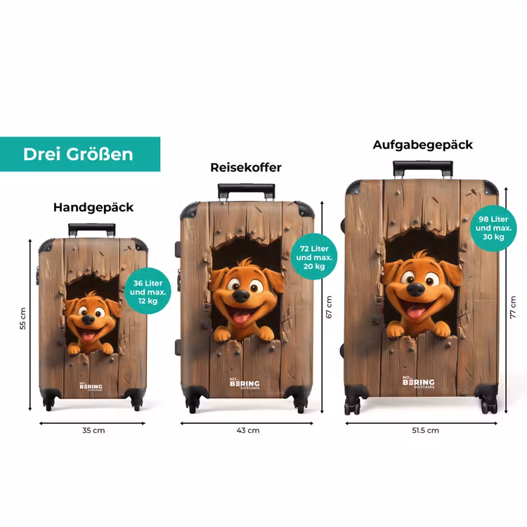 Koffer - Glücklicher Hund schaut durch einen kaputten Holzzaun — 3