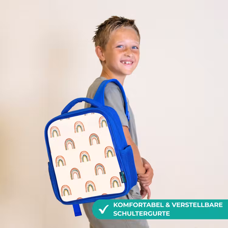 Kinderrucksack - Blau - Boho - Regenbogen - Muster — 5