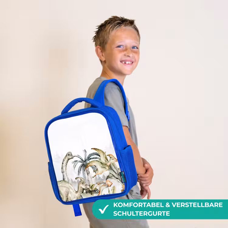 Kinderrucksack - Blau - Dinosaurier in einer zerklüfteten Landschaft — 5