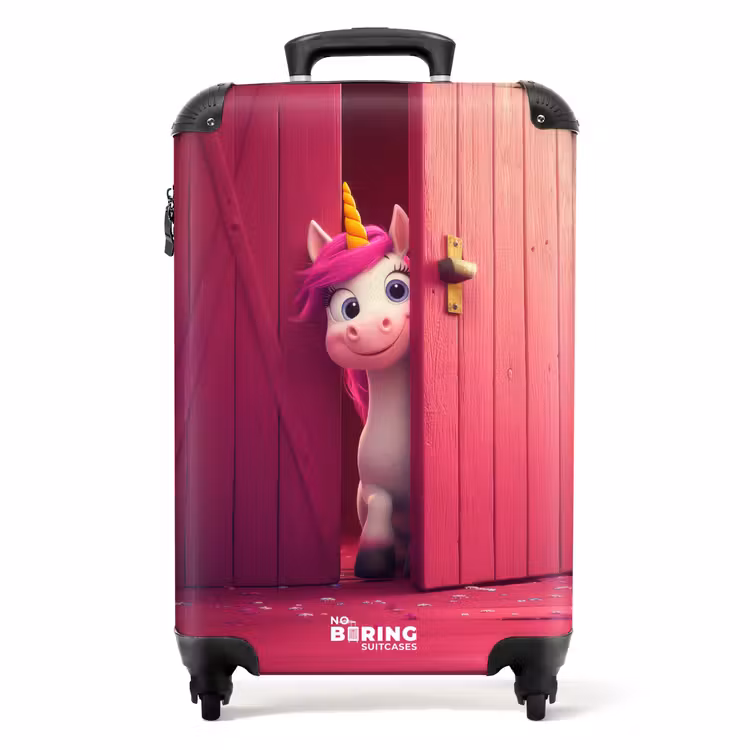 Koffer - Einhorn mit rosa Mähne hinter rosa Tür — 1