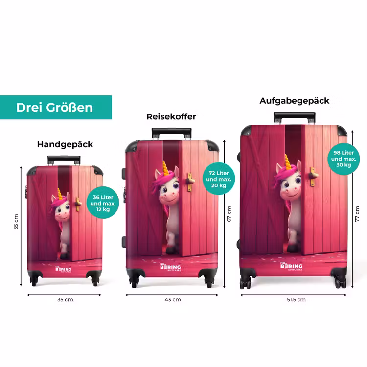 Koffer - Einhorn mit rosa Mähne hinter rosa Tür — 3