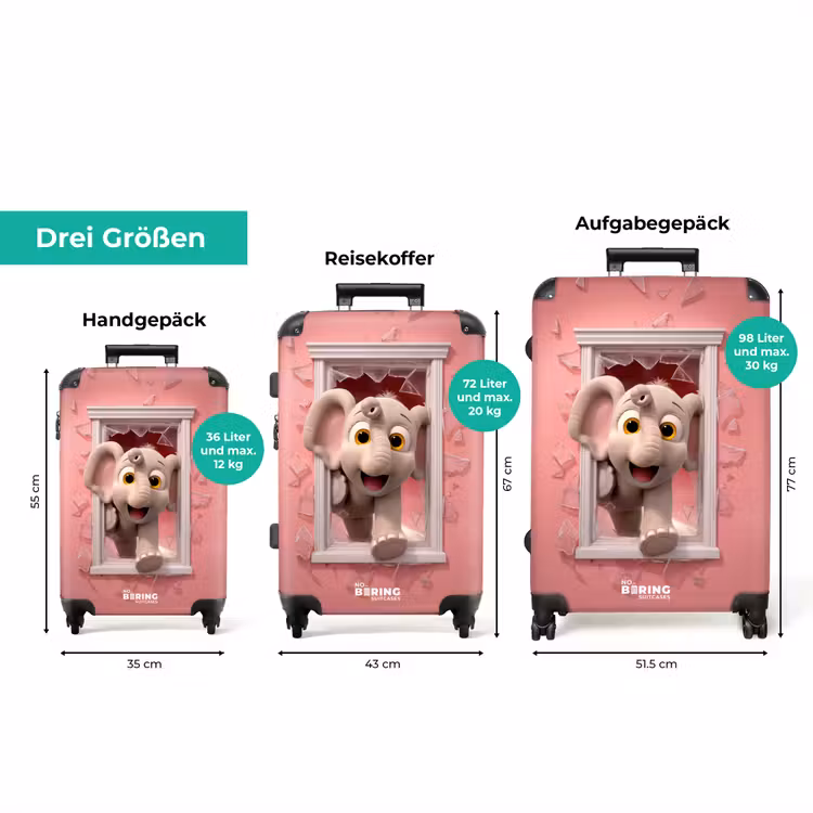 Koffer - Elefant durchbricht rosa Glasfenster — 3