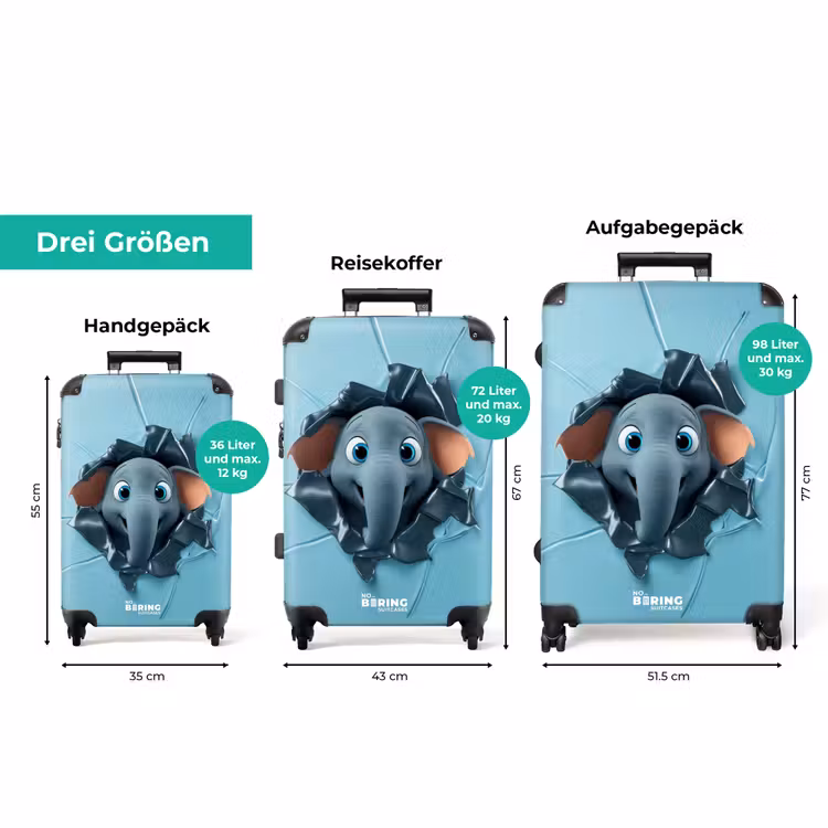 Koffer - Glücklicher Elefant schaut durch zerrissenen Hintergrund — 3