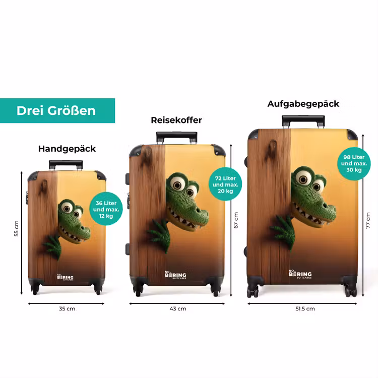 Koffer - Großäugiges Krokodil hinter Holzwand — 3