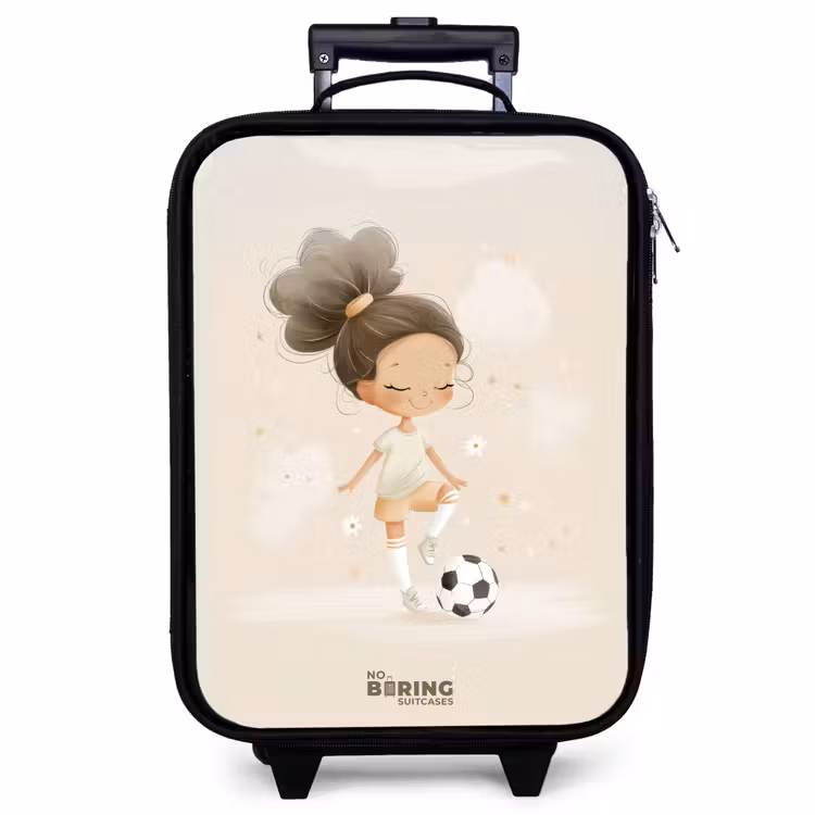 Kinderkoffer - Mädchen mit einem Fußball in beigen Farben — 1