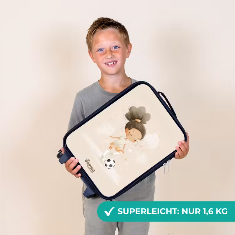 Kinderkoffer - Mädchen mit einem Fußball in beigen Farben — 2