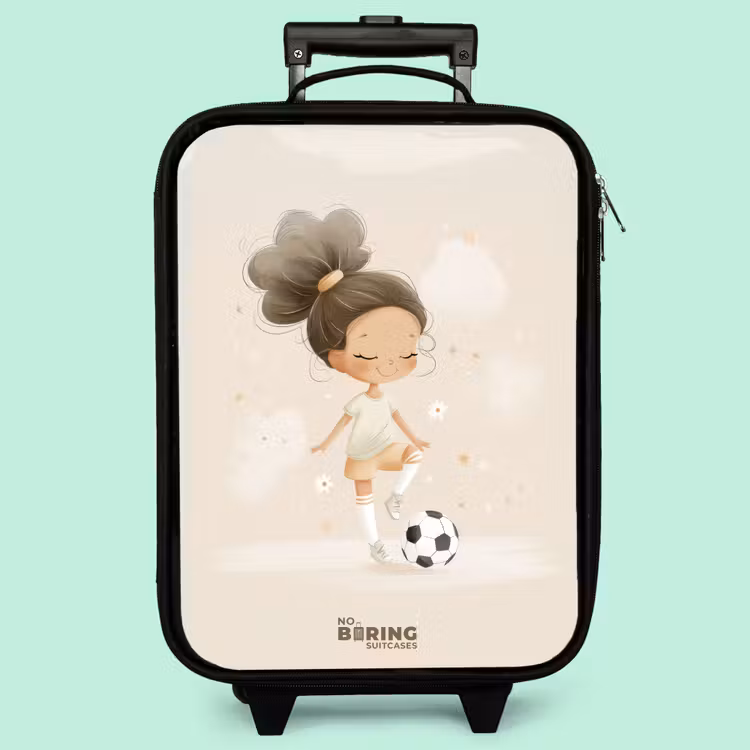 Kinderkoffer - Mädchen mit einem Fußball in beigen Farben — 3