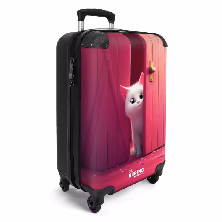 Koffer - Weiße Katze späht durch rosa Tür — 2