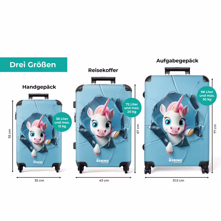 Koffer - Weißes Einhorn kommt durch blaues Plastik — 3