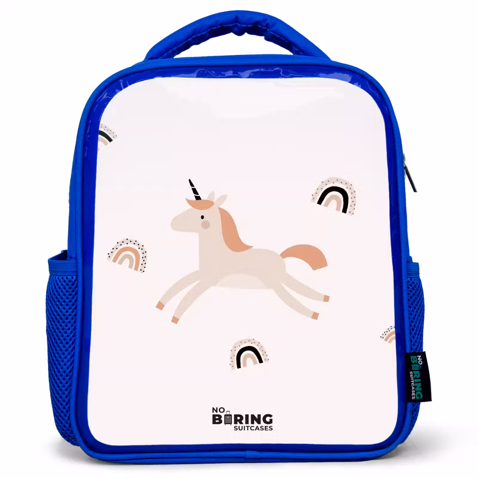 Kinderrucksack - Blau - Einhorn mit orangefarbener Mähne — 1