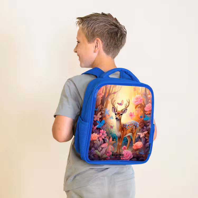 Kinderrucksack - Blau - Blühende Waldhirsche — 2