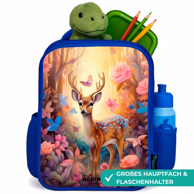 Kinderrucksack - Blau - Blühende Waldhirsche — 3