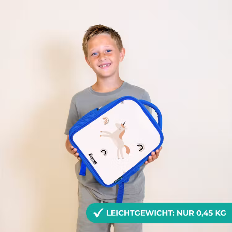 Kinderrucksack - Blau - Einhorn mit orangefarbener Mähne — 4