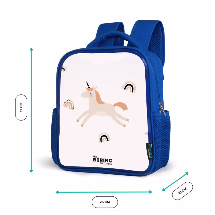 Kinderrucksack - Blau - Einhorn mit orangefarbener Mähne — 6