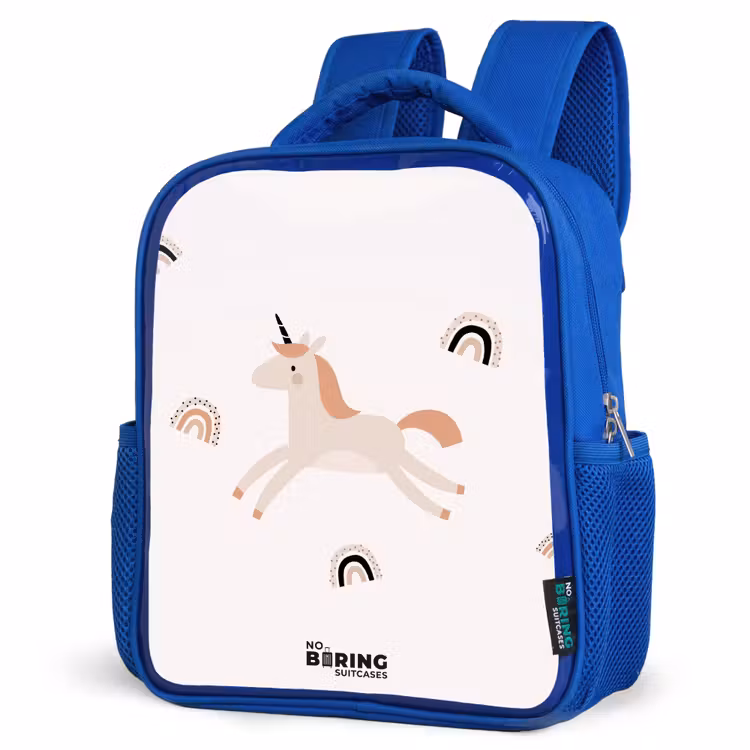 Kinderrucksack - Blau - Einhorn mit orangefarbener Mähne — 7