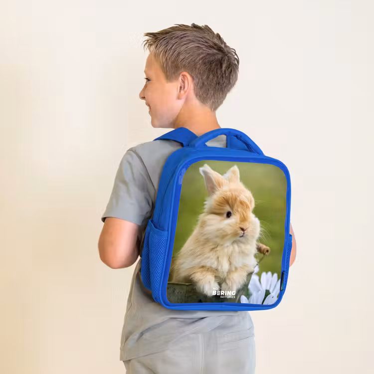 Kinderrucksack - Blau - Kaninchen im Blumentopf — 2