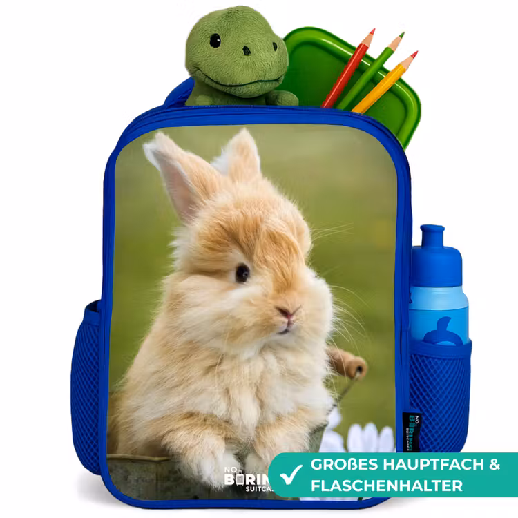 Kinderrucksack - Blau - Kaninchen im Blumentopf — 3