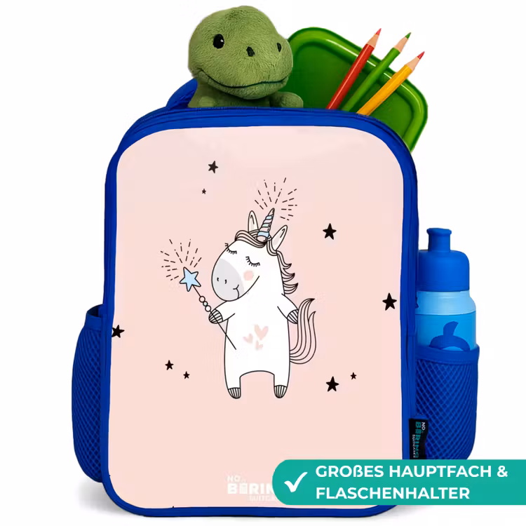 Kinderrucksack - Blau - Signiertes Einhorn mit Zauberstab — 3