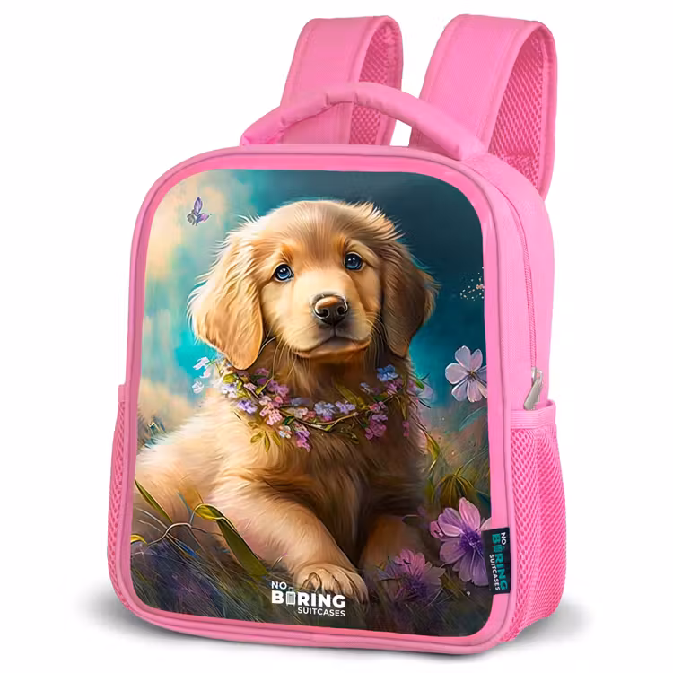 Rucksack Kind - Rosa - Goldener Welpe im Gras — 4