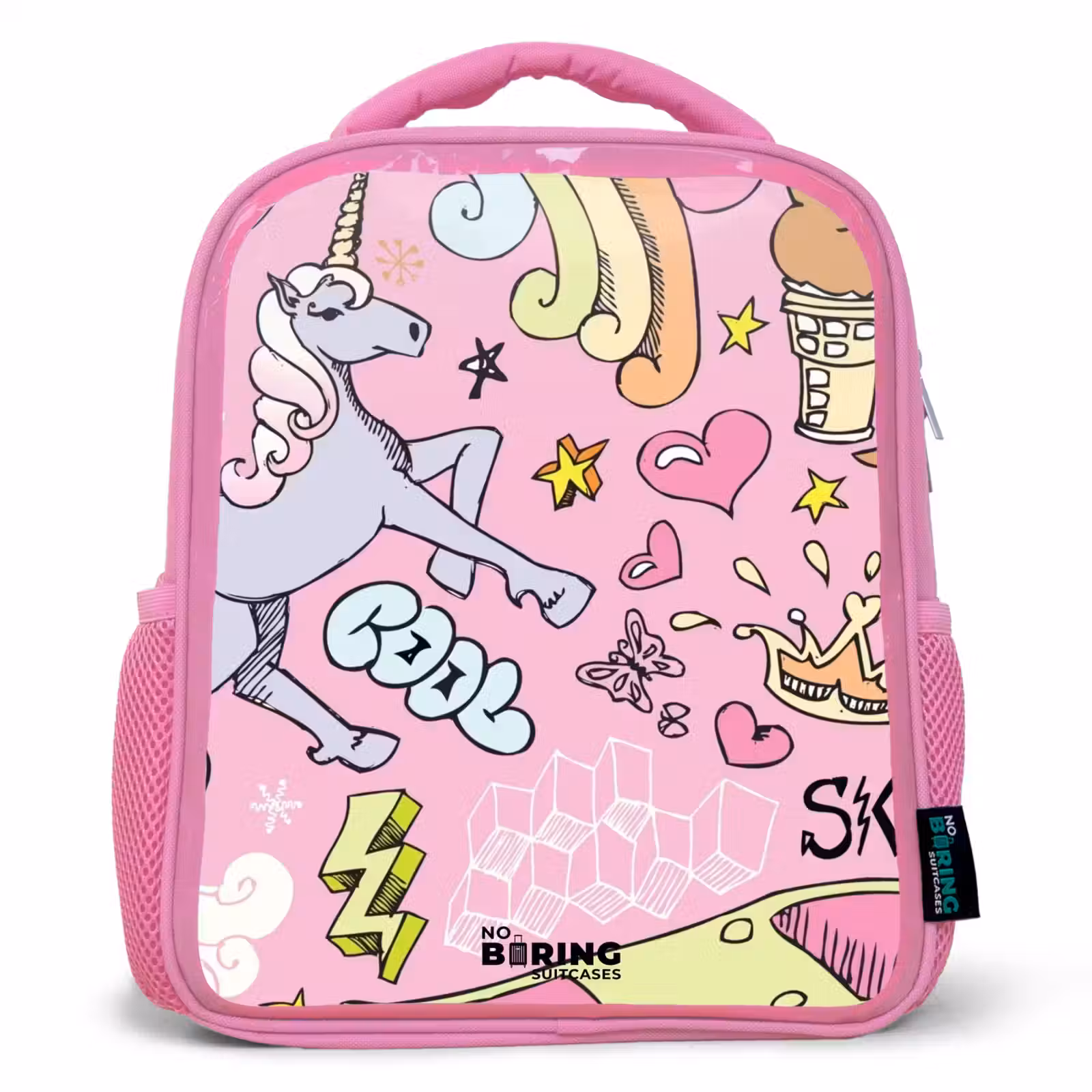 Rucksack Kind - Rosa - Einhorn-Kritzeleien — 1