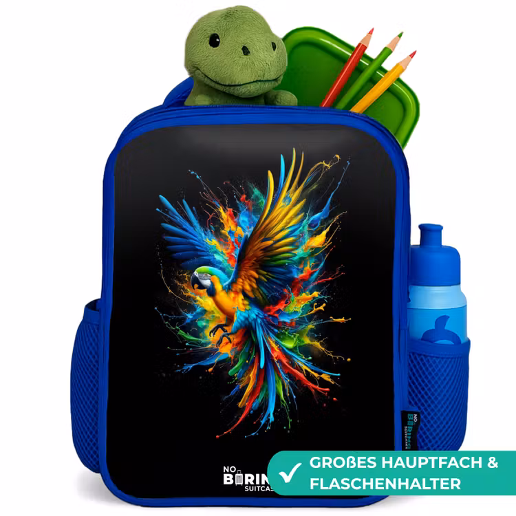 Kinderrucksack - Blau - Bunter Papagei — 3