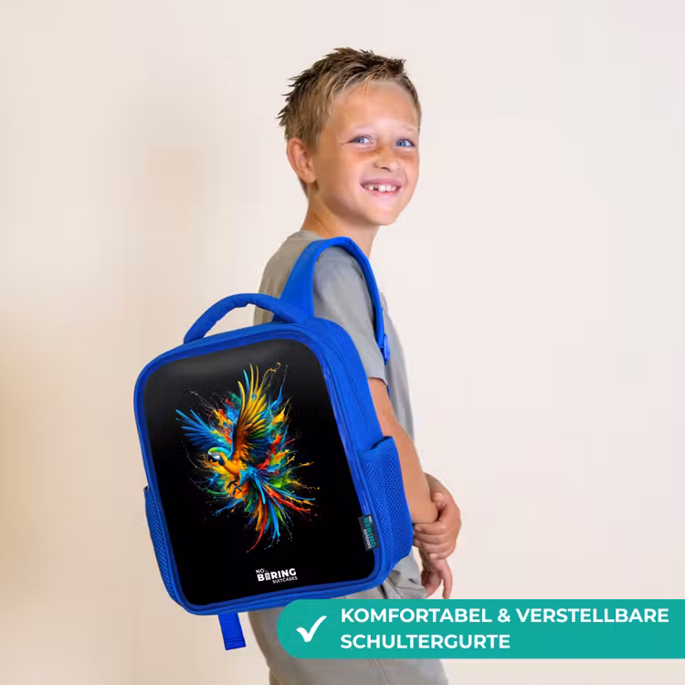 Kinderrucksack - Blau - Bunter Papagei — 5