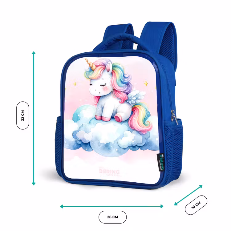 Kinderrucksack - Blau - Einhorn mit Regenbogenmähne auf einer Wolke — 6