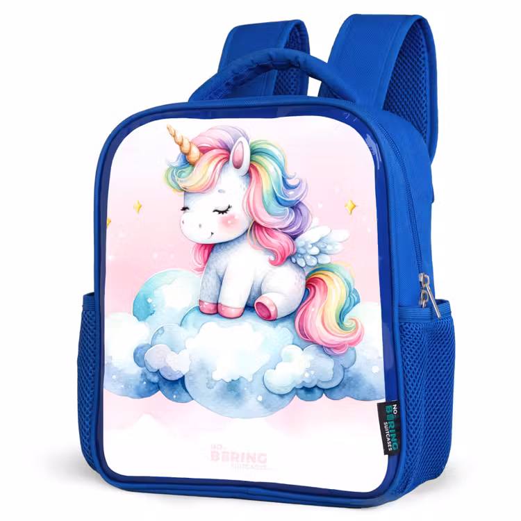 Kinderrucksack - Blau - Einhorn mit Regenbogenmähne auf einer Wolke — 7