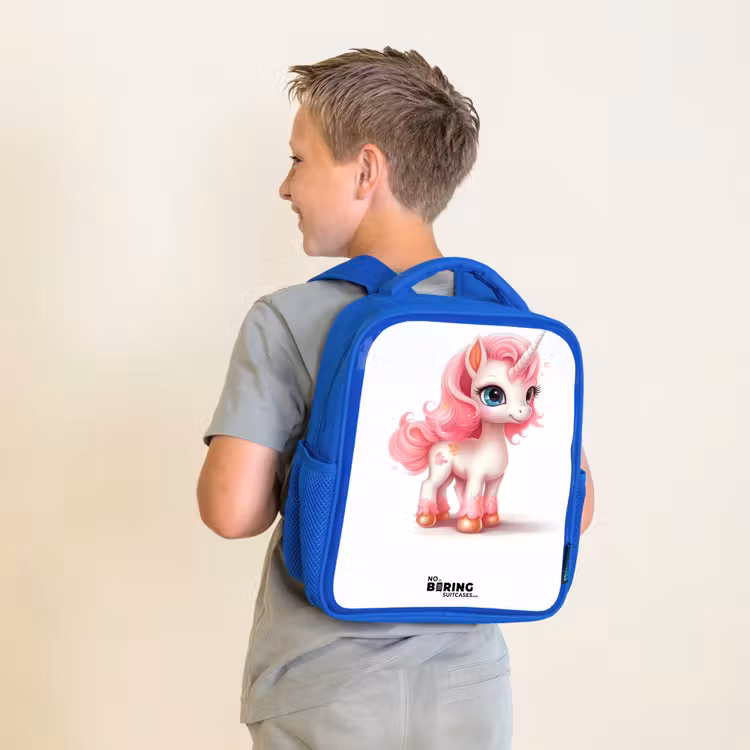 Kinderrucksack - Blau - Einhorn mit rosa Mähne — 2
