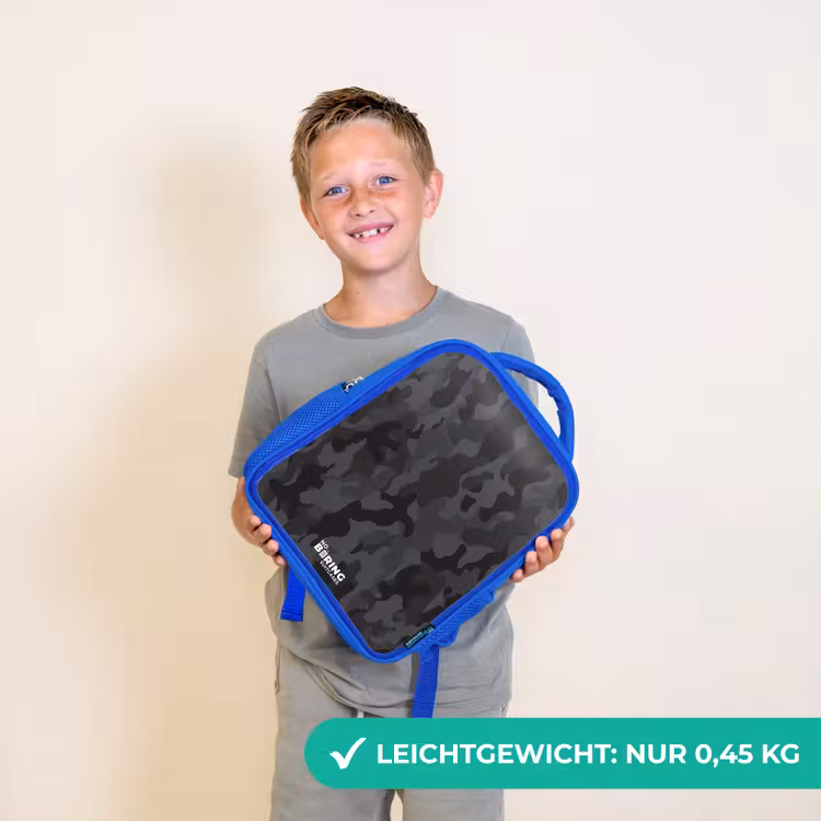 Kinderrucksack - Blau - Grüner Camouflage-Druck — 4