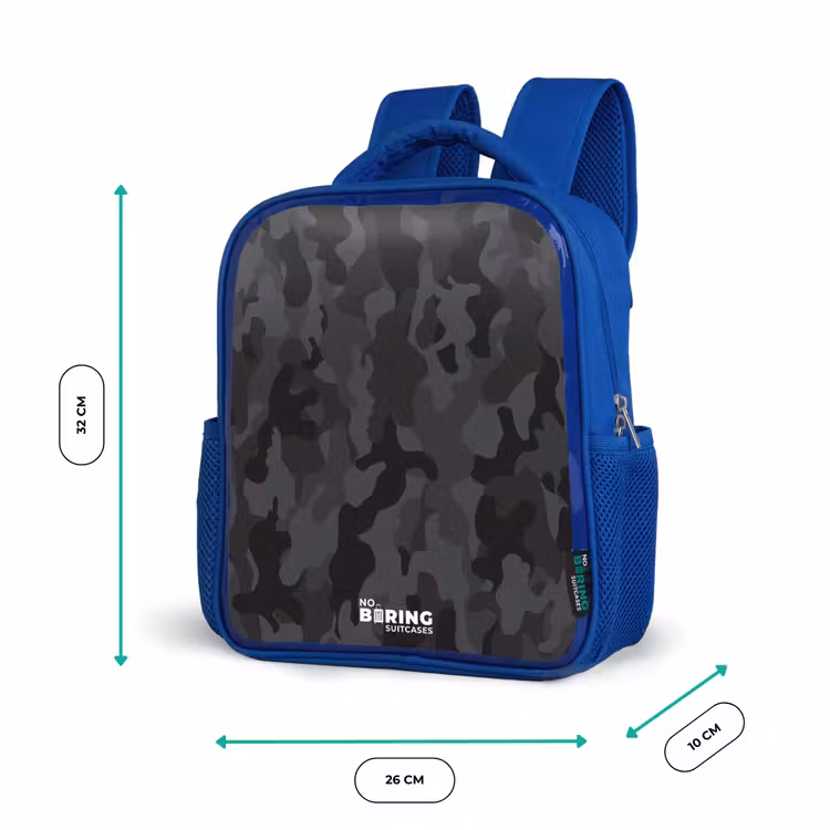Kinderrucksack - Blau - Grüner Camouflage-Druck — 6