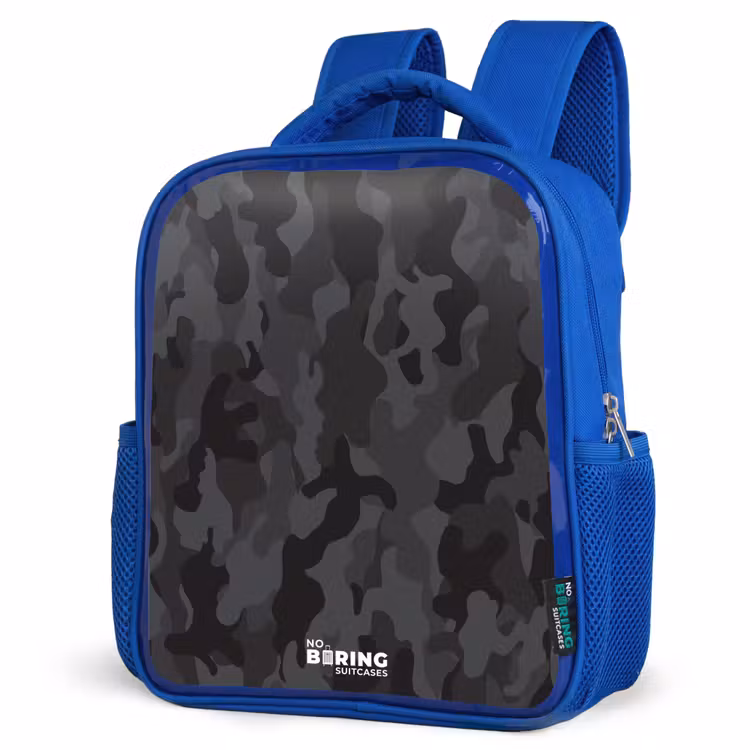Kinderrucksack - Blau - Grüner Camouflage-Druck — 7