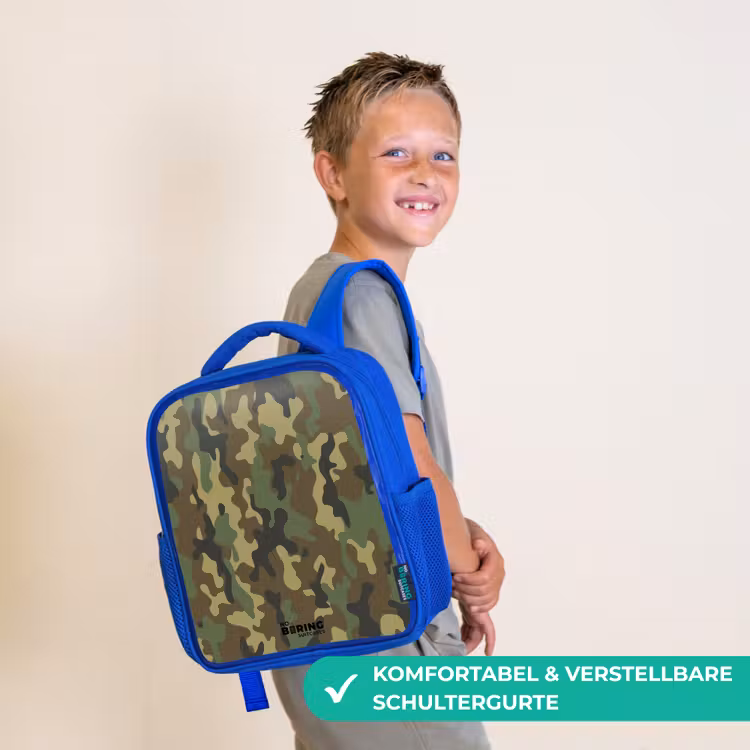 Kinderrucksack - Blau - Grüner Tarnanstrich mit Sandfarbe — 5