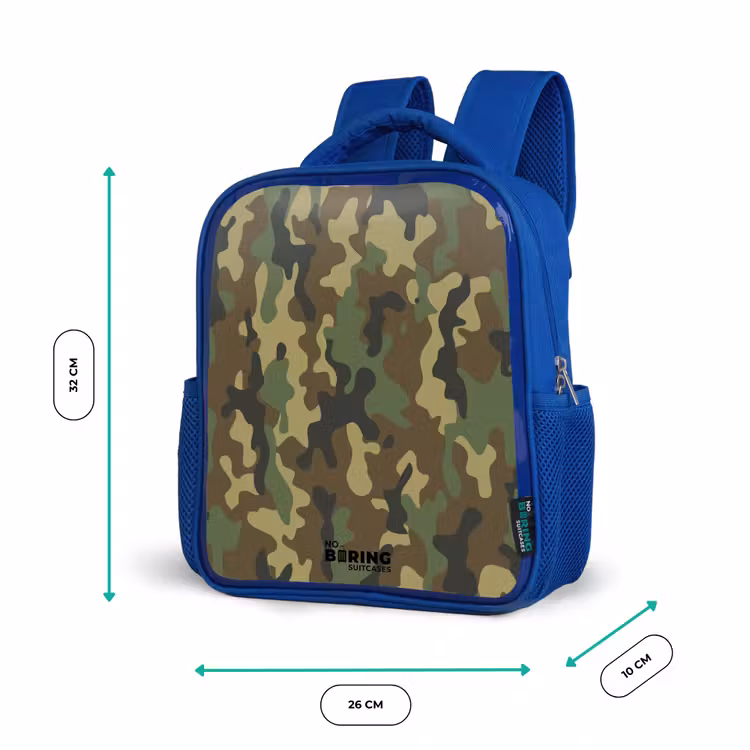Kinderrucksack - Blau - Grüner Tarnanstrich mit Sandfarbe — 6