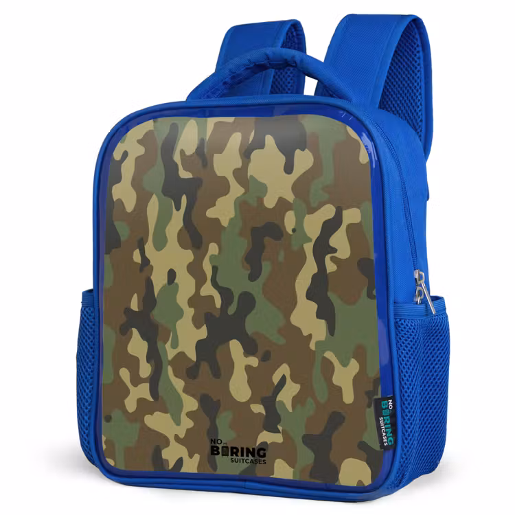 Kinderrucksack - Blau - Grüner Tarnanstrich mit Sandfarbe — 7