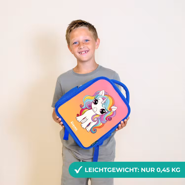 Kinderrucksack - Blau - Kleines Einhorn mit Regenbogenfarben — 4