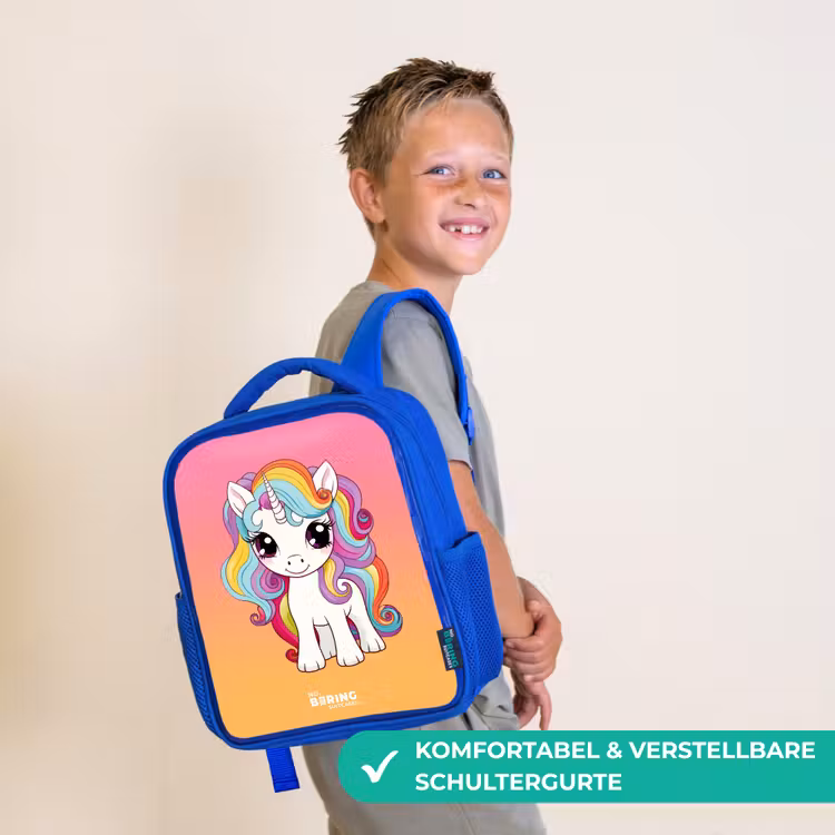 Kinderrucksack - Blau - Kleines Einhorn mit Regenbogenfarben — 5