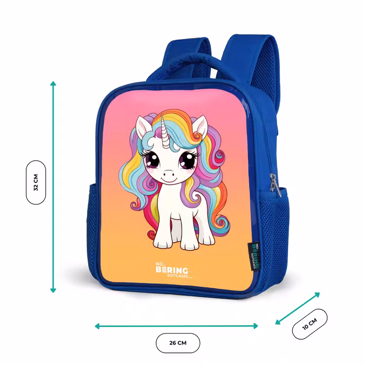 Kinderrucksack - Blau - Kleines Einhorn mit Regenbogenfarben — 6