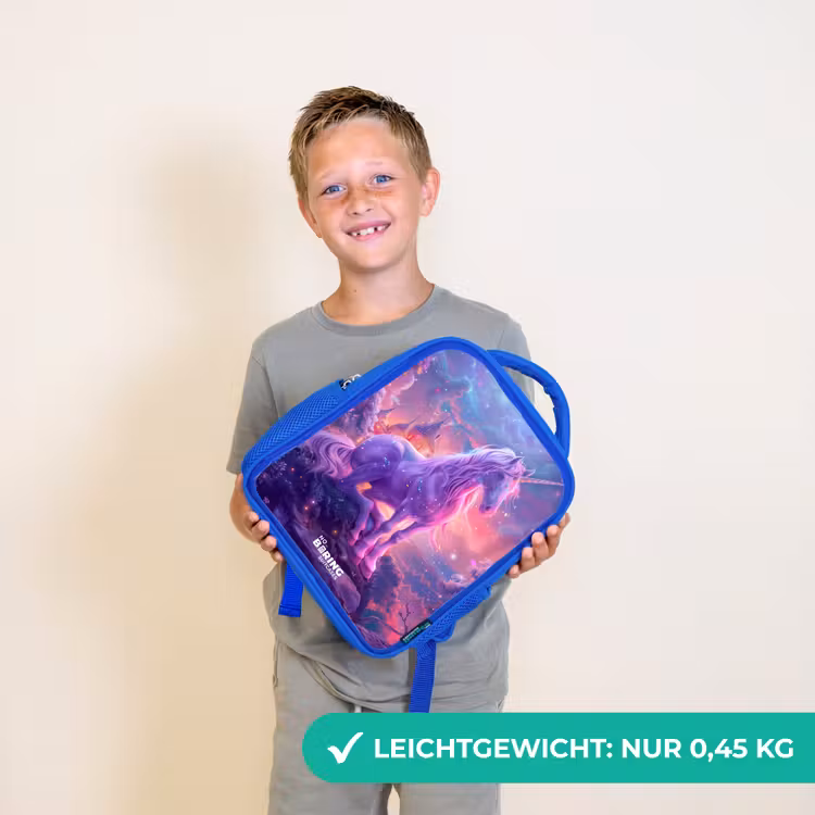 Kinderrucksack - Blau - Lila Einhorn in magischer Umgebung — 4