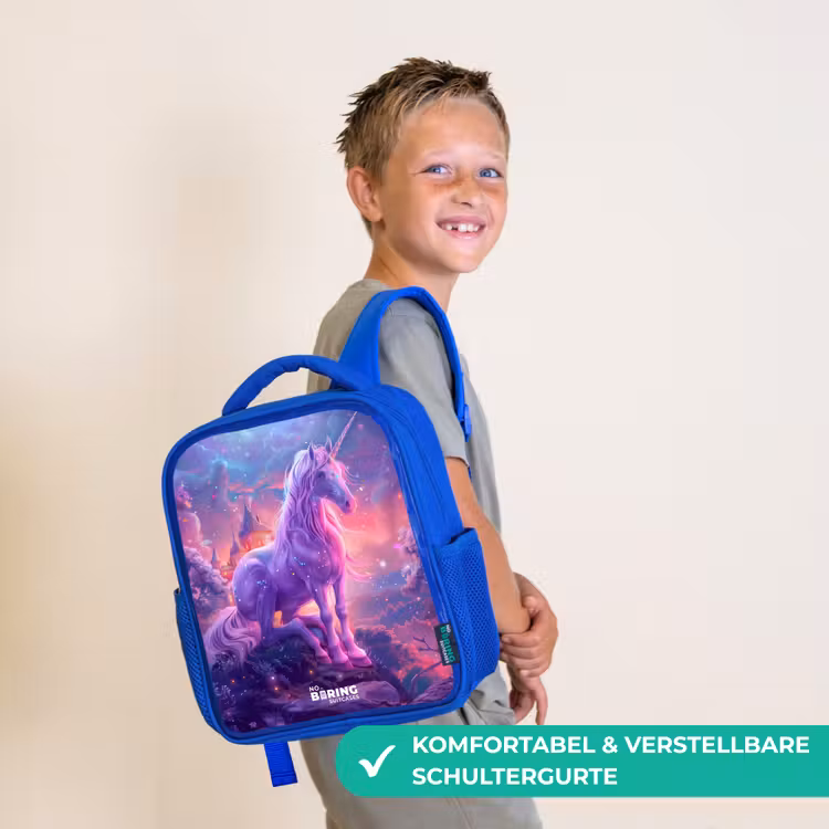 Kinderrucksack - Blau - Lila Einhorn in magischer Umgebung — 5