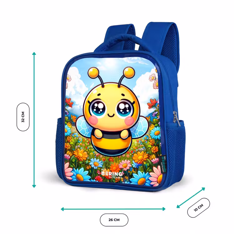 Kinderrucksack - Blau - Niedliche Biene zwischen Blumen — 6