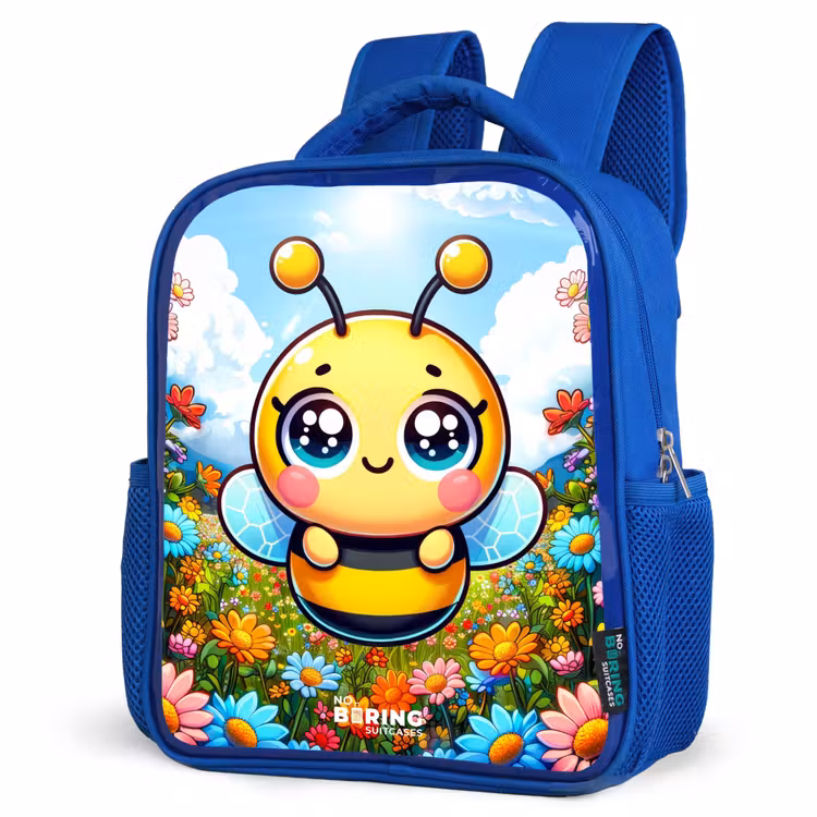Kinderrucksack - Blau - Niedliche Biene zwischen Blumen — 7