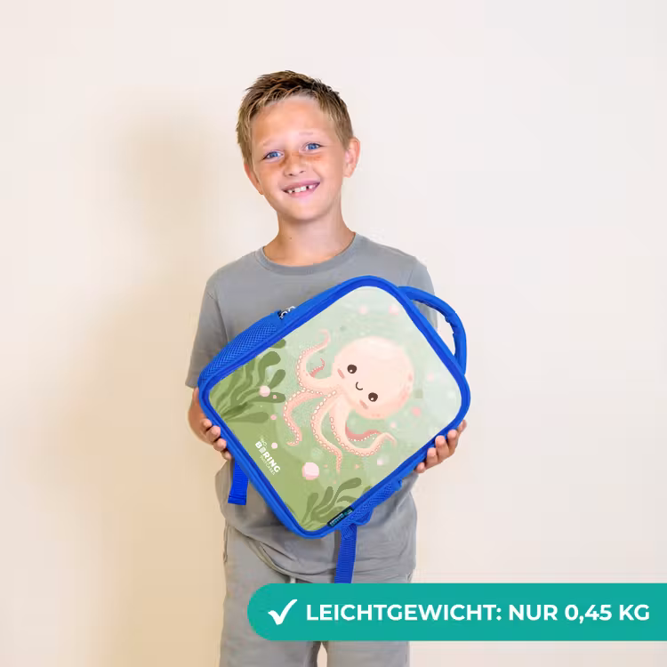 Kinderrucksack - Blau - Rosa Oktopus mit Lächeln — 4