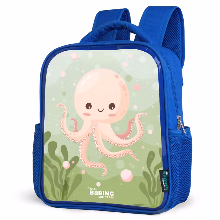 Kinderrucksack - Blau - Rosa Oktopus mit Lächeln — 7