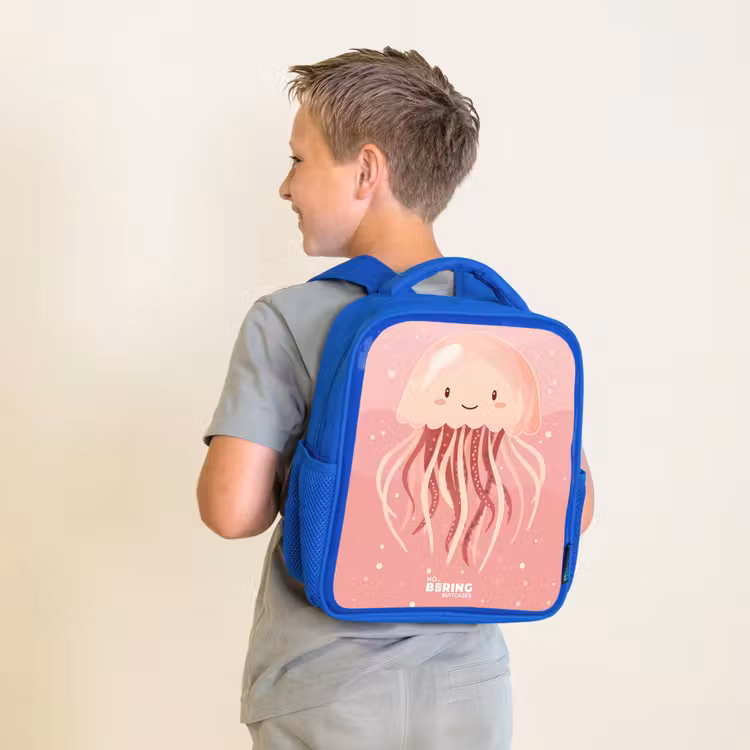 Kinderrucksack - Blau - Rosa Qualle mit Gesicht — 2
