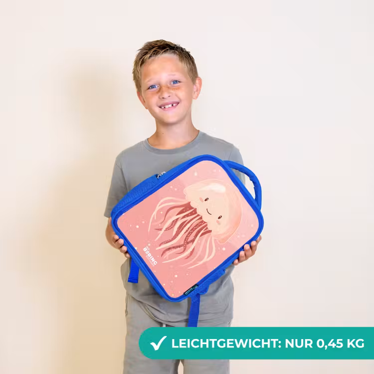 Kinderrucksack - Blau - Rosa Qualle mit Gesicht — 4