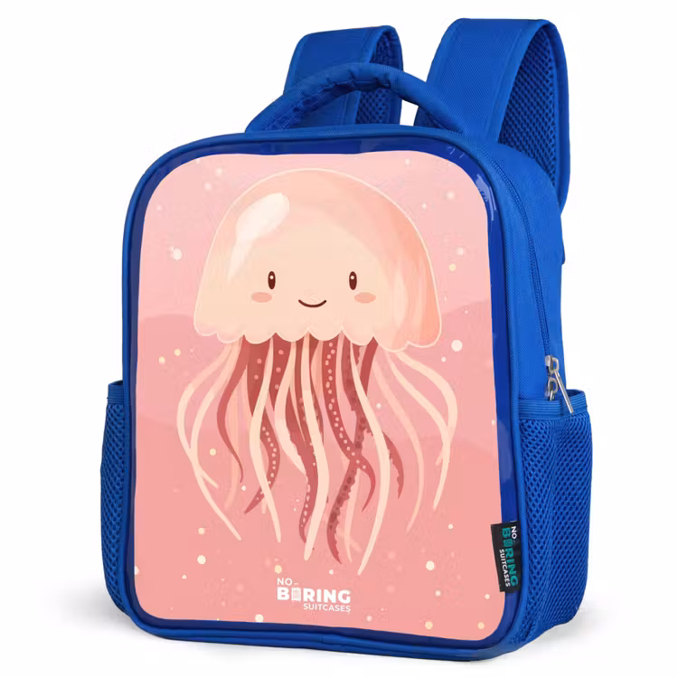 Kinderrucksack - Blau - Rosa Qualle mit Gesicht — 7
