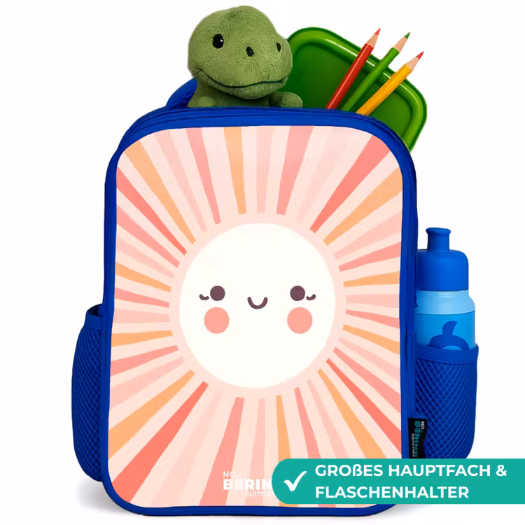 Kinderrucksack - Blau - Runde Sonne mit Gesicht — 3