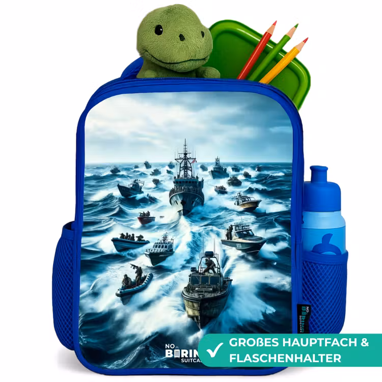 Kinderrucksack - Blau - Schiffe auf dem Meer — 3